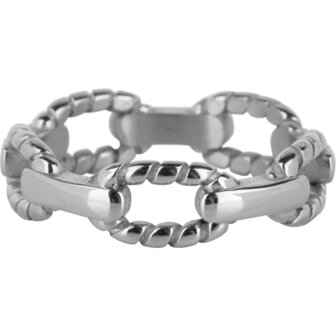 Charmin&rsquo;s Ring R1119 Navy Knot Chain Staal