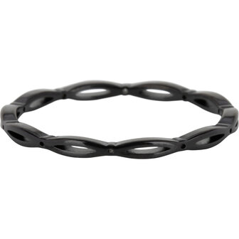 Charmin&#039;s Ring Open Gladde Ovaaltjes Zwart R1114
