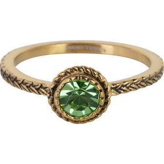 Charmin&#039;s ring R1097 Birthstone August Light Green Stone Goldplated Iconic Vintage 