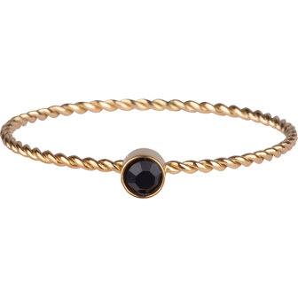 Charmin&#039;s Gold Colored Twisted Birthstone Ring Black Cristal R949