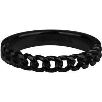 Charmin&#039;s Zwarte Ketting-ring Half Ketting Half Glad Staal R879