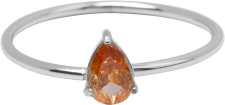 Charmin&#039;s Steel Ring with Teardrop Champagne Crystal Stone R1734 &ndash; Feminine Shine