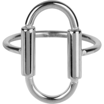 R642 Big Open Oval Shiny Steel