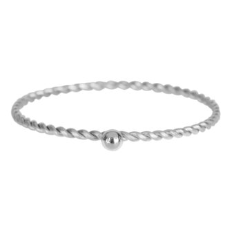 Charmin&#039;s Smalle Ring Gedraaid met Bolletje Steel R524/KR95