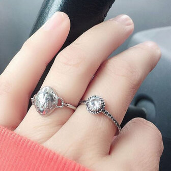 Bague Charmin&#039;s Birthstone April Witte Kristal Staal Iconique Vintage R435