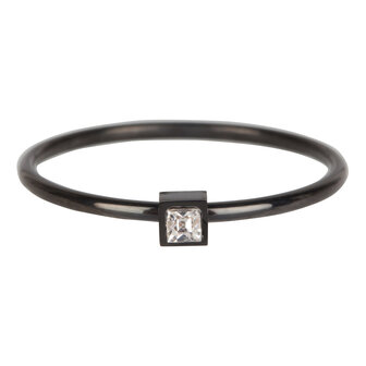 R503 Stylish Square black Steel Crystal CZ