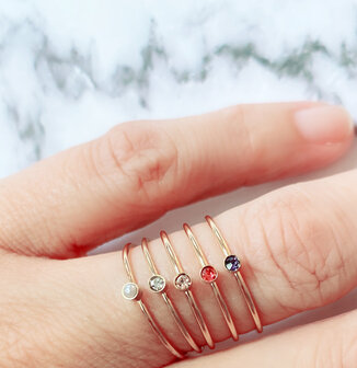 Charmin&#039;s Birthstone July Ring Pink Stone Stem 2.0 R1122/KR81