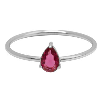 Charmin&#039;s Stalen Ring met Druppelvormig Roze Kristal Steentje R1735 &ndash; Liefdevolle Look 