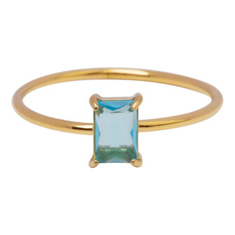 Bague Charmin&#039;s couleur or, pierre rectangulaire bleu clair R1729 &ndash; Icy Soft