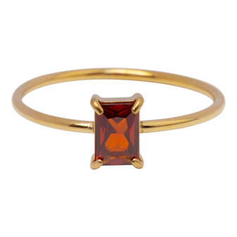 Charmin&#039;s Goldfarbener Ring Rechteckiger Rubinroter Stein R1726 &ndash; K&ouml;niglicher Look