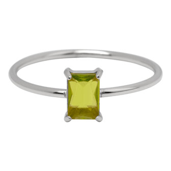 Charmin&#039;s Steel Ring Rectangular Light Green Stone R1720 &ndash; Natural Freshness