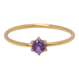 Charmin&#039;s Gold-Colored Ring Round Lilac Stone Crystal R1707 &ndash; Soft Gold Accent