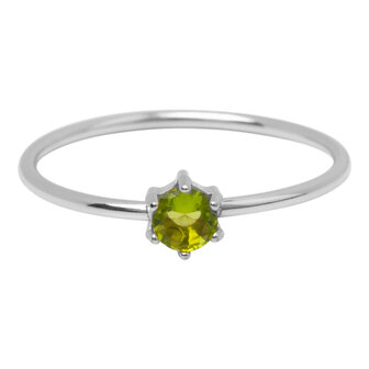 Charmin&#039;s Steel Ring Round Light Green Stone Crystal R1700 &ndash; Naturally Clear