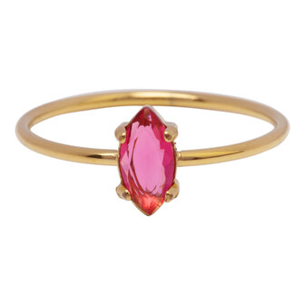 Charmin&#039;s Goudkleurige Ring met Ellipsvormig Roze Kristal R1685 &ndash; Zacht en Vrolijk