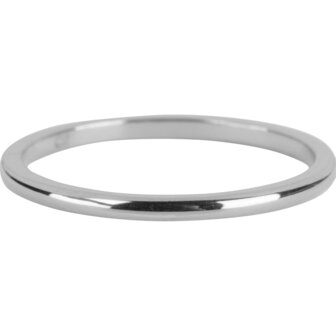 Charmin&#039;s Staalkleurige Basic Ring met Glanzende Afwerking R634