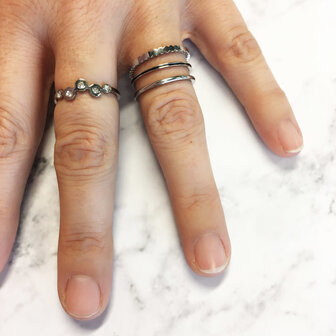 Charmin&#039;s Staalkleurige Basic Ring met Glanzende Afwerking R634