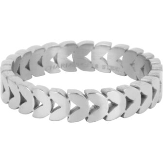 Charmin&rsquo;s ring R1408 Infinity V Gevlochten Brede Ring Staal