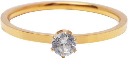 Charmin&rsquo;s Goudkleurige Classic Verloving White Ring Staal R1806