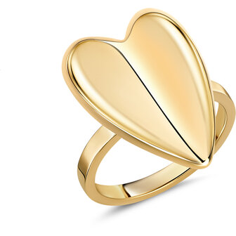 Charmins goldfarbener, klobiger Ring mit Herzform aus Stahl R R1847 &ndash; kraftvoll und gro&szlig;