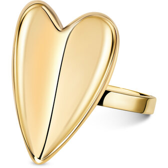Charmins goldfarbener, klobiger Ring mit Herzform aus Stahl R R1847 &ndash; kraftvoll und gro&szlig;