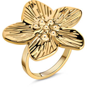 Charmin&#039;s Gold Color Chunky Ring with Cherry Blossom Flower R1855 &ndash; Beauty and Light