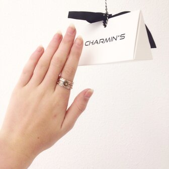 Zilveren Ring R294 Brown Crown Nat Stone