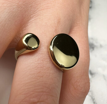 Charmin&#039;s Goudkleurige Chunky Ring met Open Platte Ronde Uiteinden Staal R1857 &ndash; Strak en Elegant