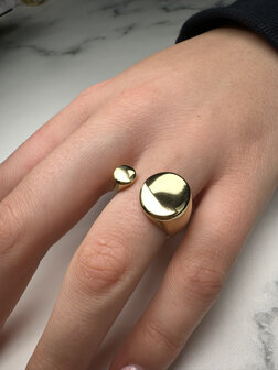 Charmin&#039;s Goudkleurige Chunky Ring met Open Platte Ronde Uiteinden Staal R1857 &ndash; Strak en Elegant