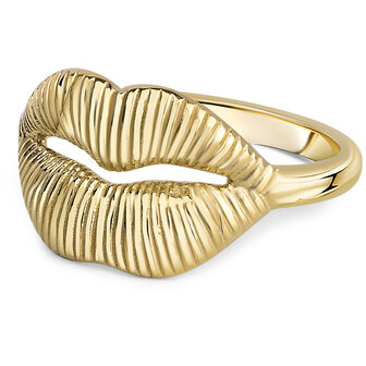 Charmin's Goudkleurige Chunky Ring Met Een Mooie Mond R1833 &ndash; Elegant en Sensueel