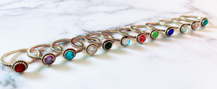 Charmin&#039;s Goudkleurige Ring Birthstone Juni Maansteen Parel Staal Iconic Vintage R1526