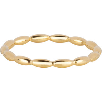 Charmin's Goudkleurige Ring met Kleine Ovale Rondjes Design Staal R1634 &ndash; Authentiek en Handmade Look