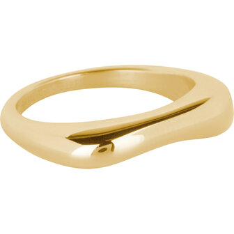 Charmin's Goudkleurige Ring Zacht Gewelfd en Afgeronde Bollen Staal R1371