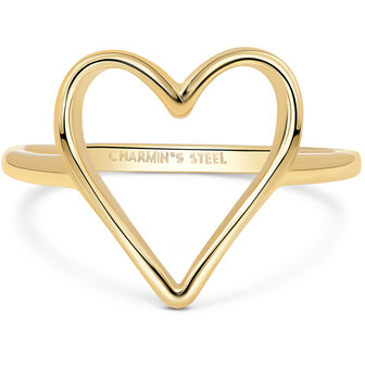 Bague dor&eacute;e Charmin en acier en forme de c&oelig;ur R R1769 &ndash; Spacieuse et &eacute;l&eacute;gante.