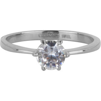 Charmin&rsquo;s Classic Verloving White Ring Staal R1623