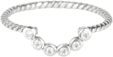 Charmin&amp;#8217;s  stapelring zilver R562 Silver Twisted Barock Crystal Stones