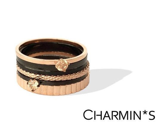 Charmin’s roségoudkleurige stapelring R433 Shine Bright 2.0 rosé-goldplated staal