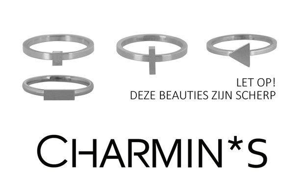 Charmin&#8217;s stapelring zilver R408 'Marble Collection'