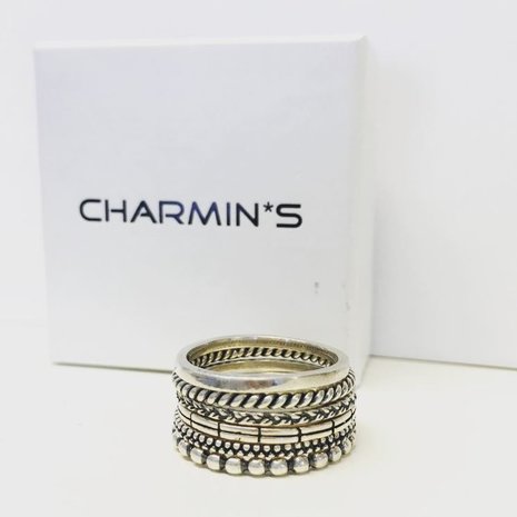 Charmin&#8217;s stapelring zilver R224 Silver 'Braided'