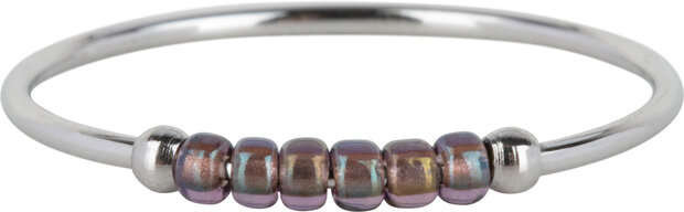 Charmin's R1146 Anxiety Ring Palm Purple Taupe Beads Steel