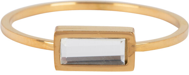 Charmin&#8217;s goudkleurige stapelring R709 Crystal Cube goldplated staal