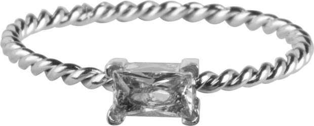 Charmin&#8217;s  stapelring staal R767 Twisted Queen Crystal Shiny Steel