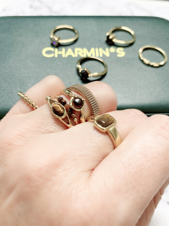 Charmin’s Big Twisted Gedraaide Aanschuif Ring Steel R1007