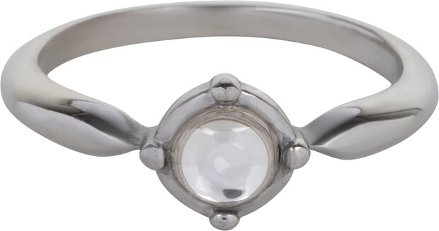 Charmin’s Ronde Ring met Doorzichtige Witte Shiny Steen Staal R1165