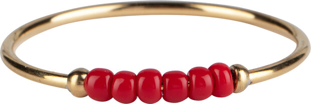 R979 Anxiety Ring Palm Red Beads Goldplated 