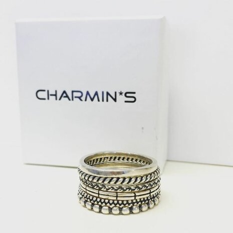 Charmin&#8217;s stapelring zilver R001 Silver 'The Base'