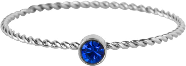 Charmin's Gedraaide Birthstone Ring Donker Blauw Kristal Staal R1444