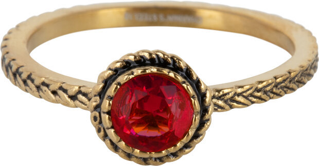 Charmin's Goudkleurige Ring Birthstone Januari Garnet Rode Kristal Iconic Vintage R1101 