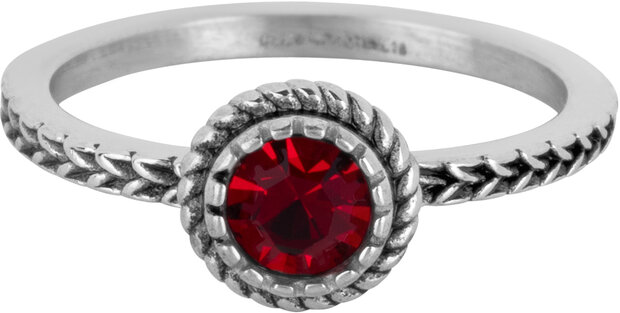 Charmin's Ring Birthstone Januari Garnet Rode Kristal Staal Iconic Vintage R1521