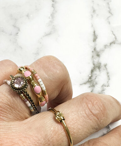 Charmin's Miyuki Beads Gold Pastell Angst Fidget Ring R1538