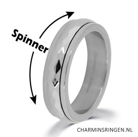 Charmin s Shiny Anxiety Fidget Ring Gehamerd Staal R1250 Charmin s ringen